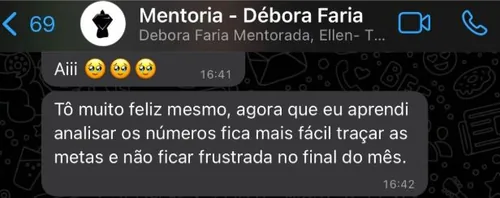 Depoimento de mentorada satisfeita com os resultados